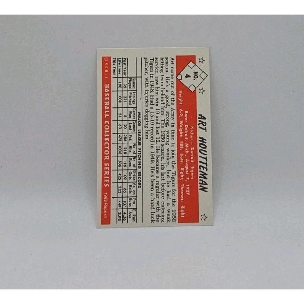 1983‎ Card Collectors 1953 Bowman Color Reprint #4 ART HOUTTEMAN