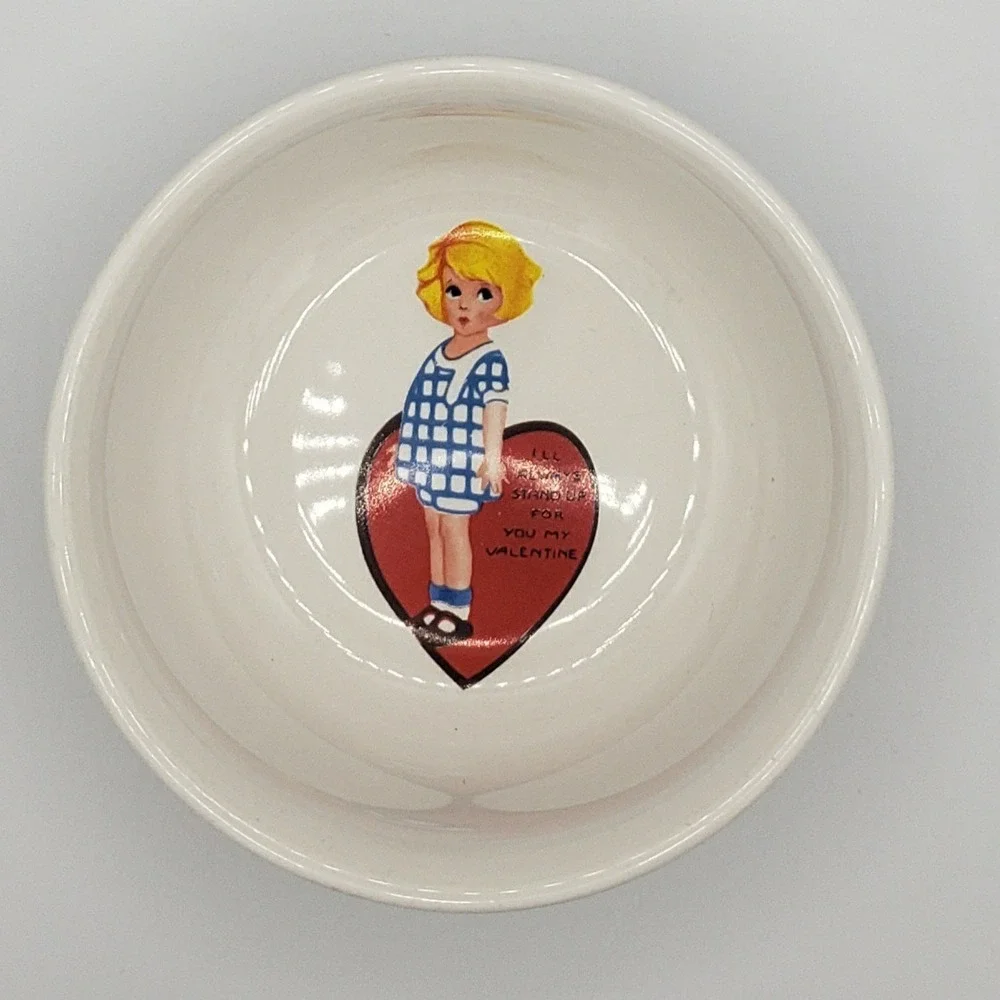 Vintage Valentine's Y2K Rosanna‎ Studio Kitschy Retro Girl Stoneware Bowl