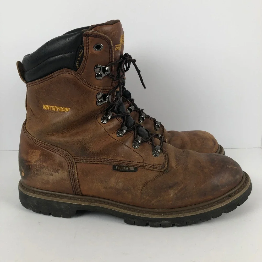 CHIPPEWA IQ Waterproof Insulated Leather Work‎ Boots Brown Men's 11 XW 55059