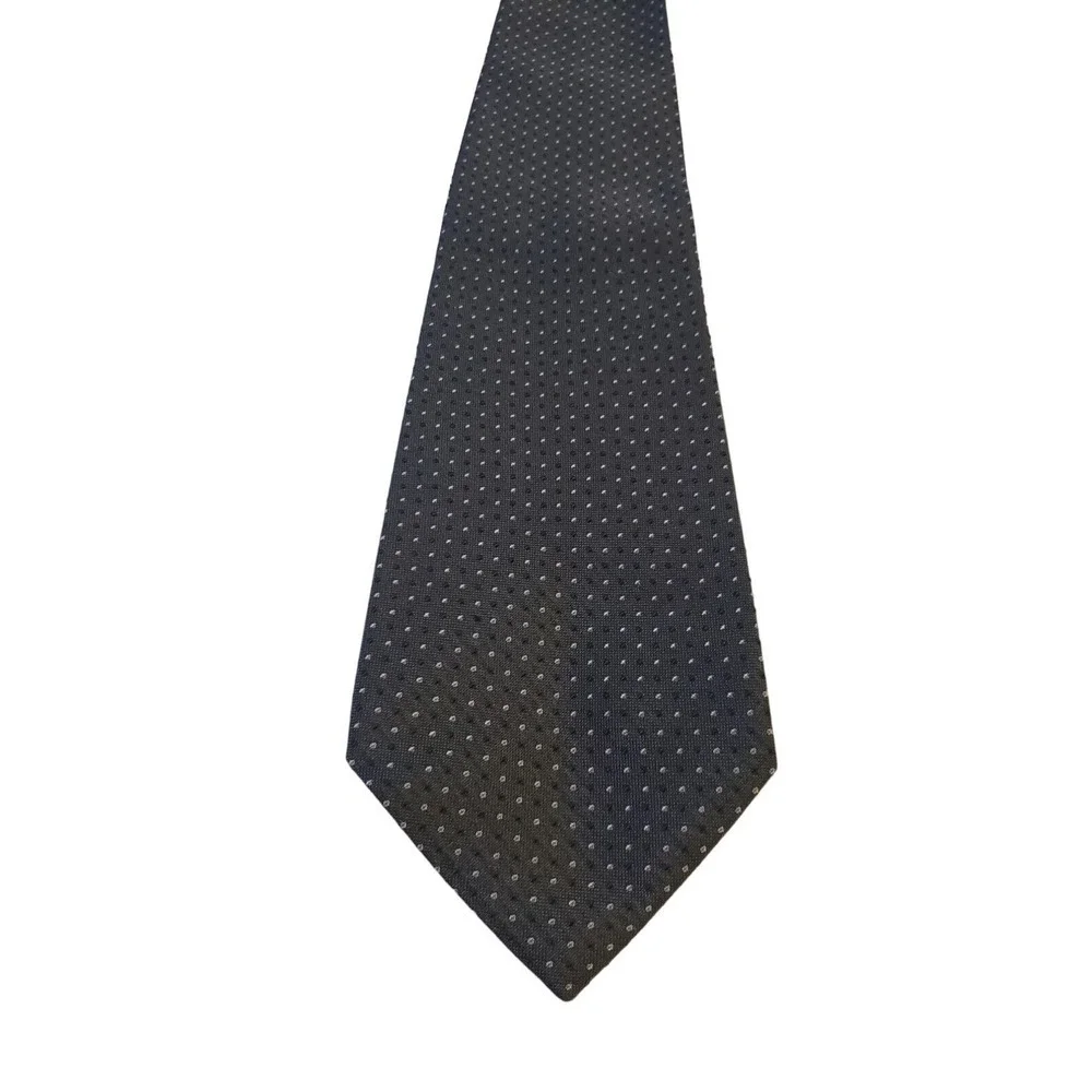 Banana Republic Mens Tie Necktie Dark Green White Micro‎ Dot Silk Classic Length