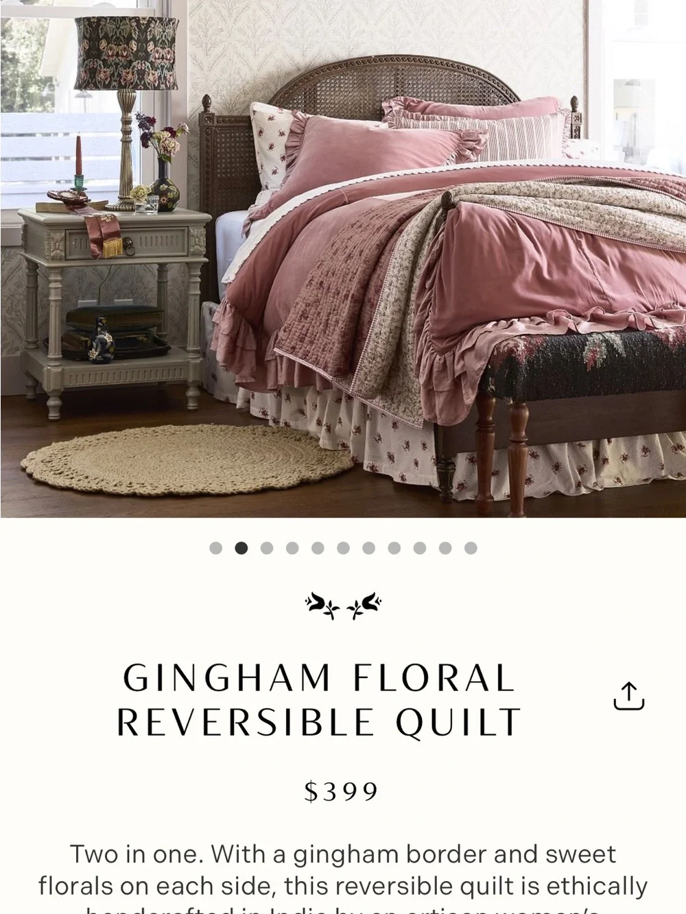 Green Row reversible floral