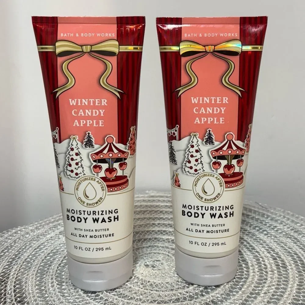BBW Winter Candy Apple Moisturizing Body Wash Shower Gel Set of 2 NWT