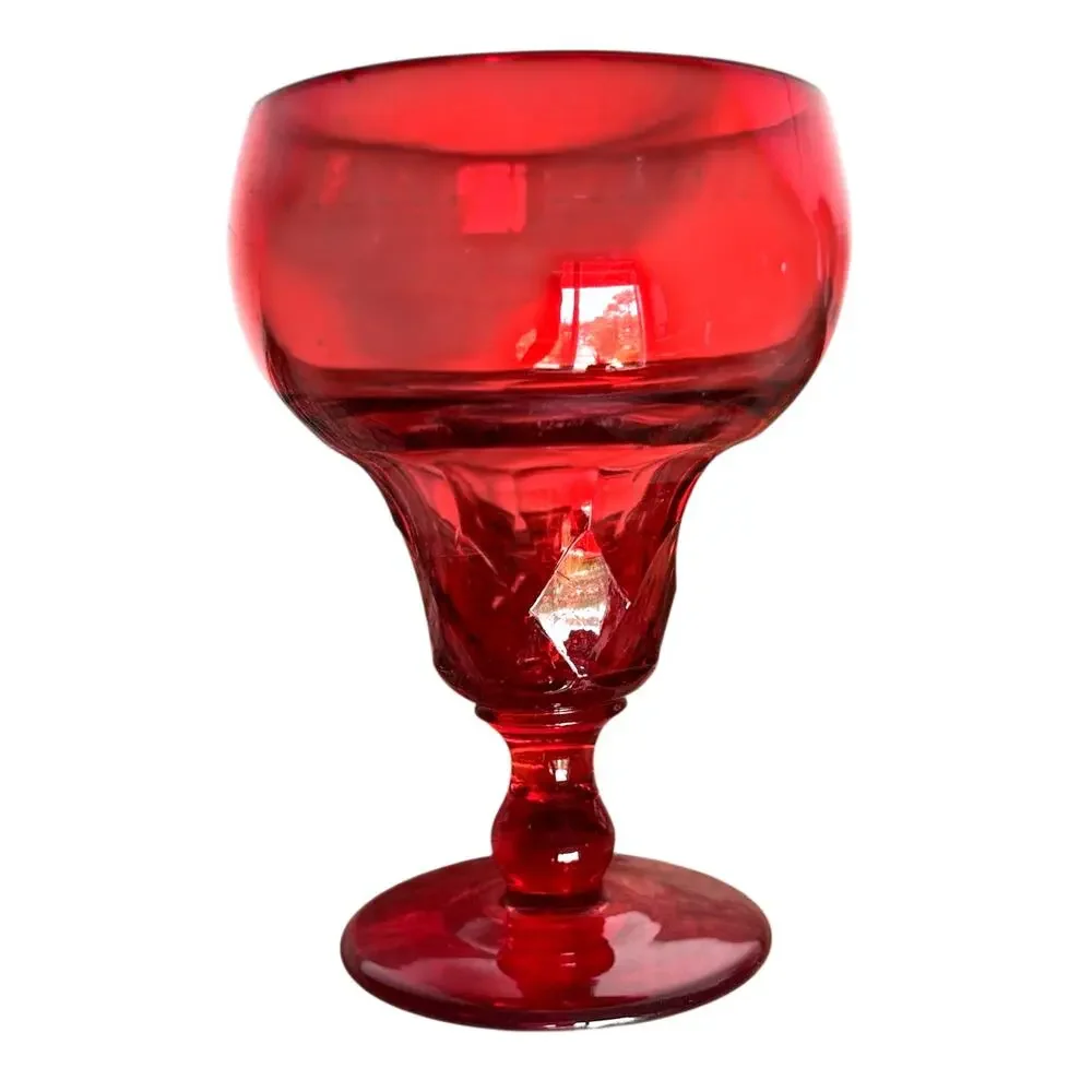 Set 6 Vintage 1930s Fenton Georgian Ruby Red Water Goblets 5.5