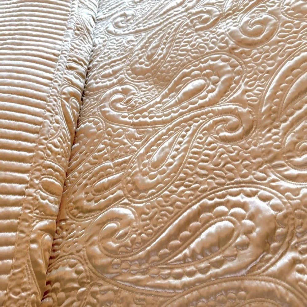 Serenta Quilted Satin Coverlet/Spread - Oversized - Gold
