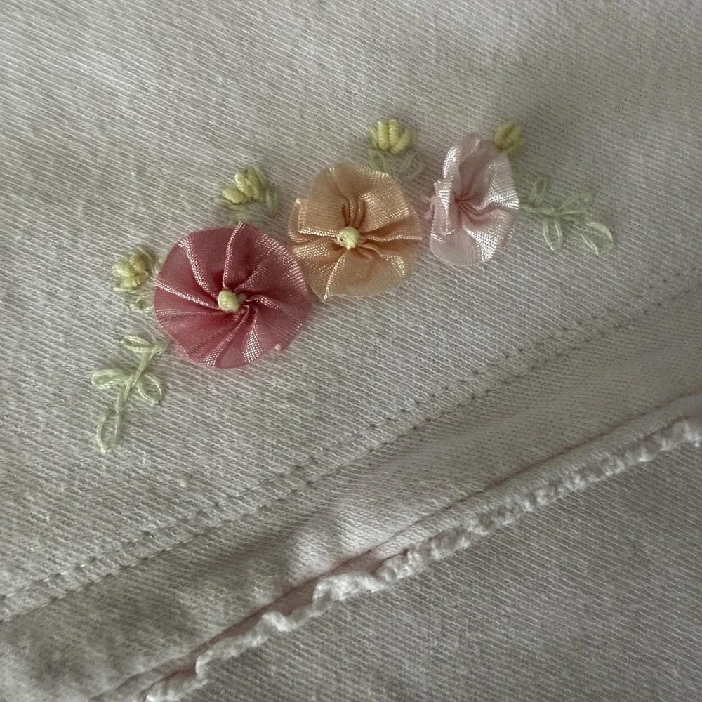 VTG Baby Girls Pink Floral Hooded‎ Towel 6-9 Months 100% Cotton Bath Wrap Infant