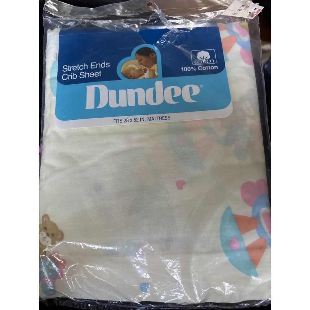 Vintage‎ Dundee 100% Cotton Crib Rocking Horse Teddy Bear 28x52