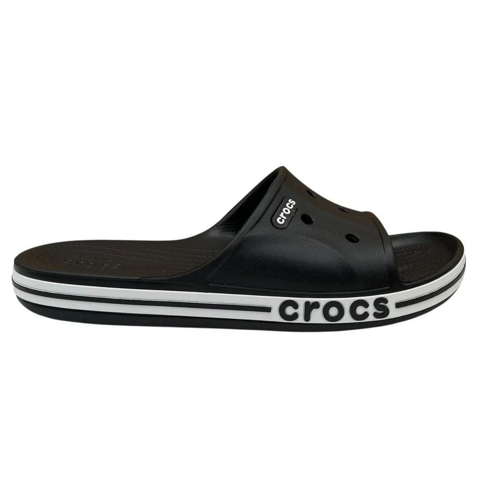 Crocs Bayaband Mens Slide Sandals Size 11 Black White Water Friendly Lightweight
