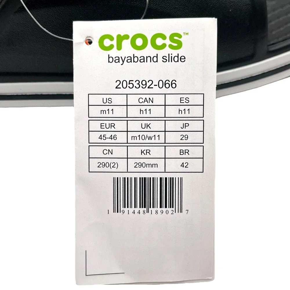 Crocs Bayaband Mens Slide Sandals Size 11 Black White Water Friendly Lightweight