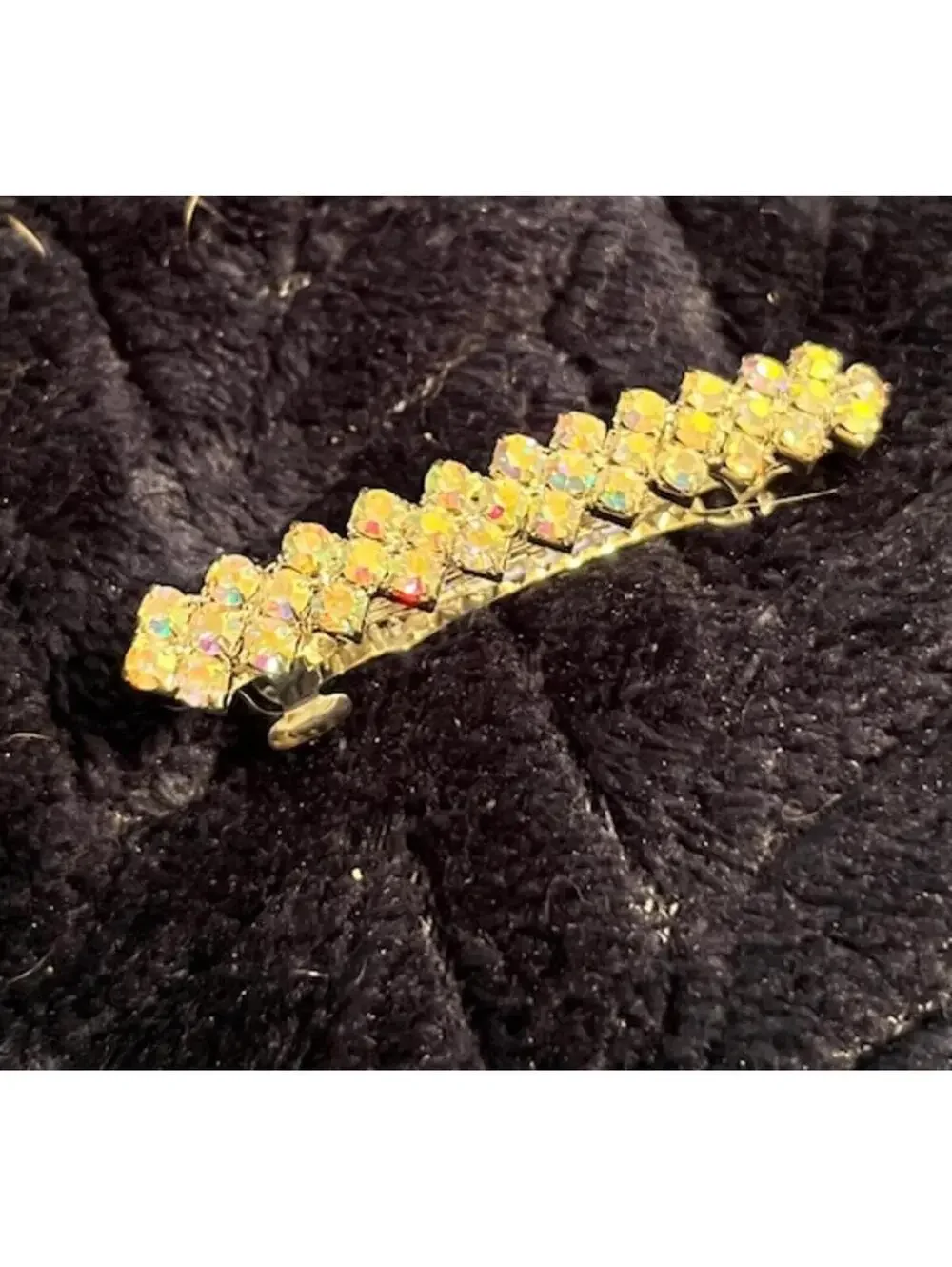 Vintage Gold-Tone Rhinestone Barrette Hair Clip