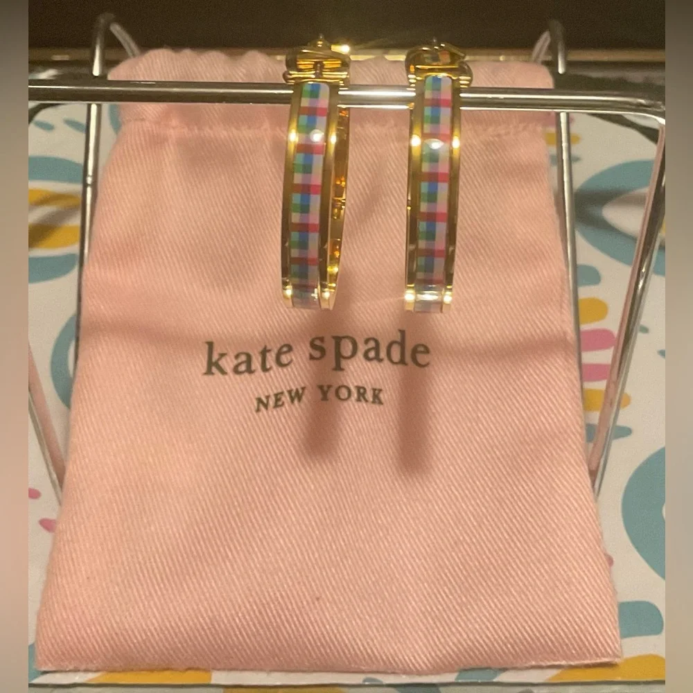 Kate Spade New York Gold plaid hoop earrings