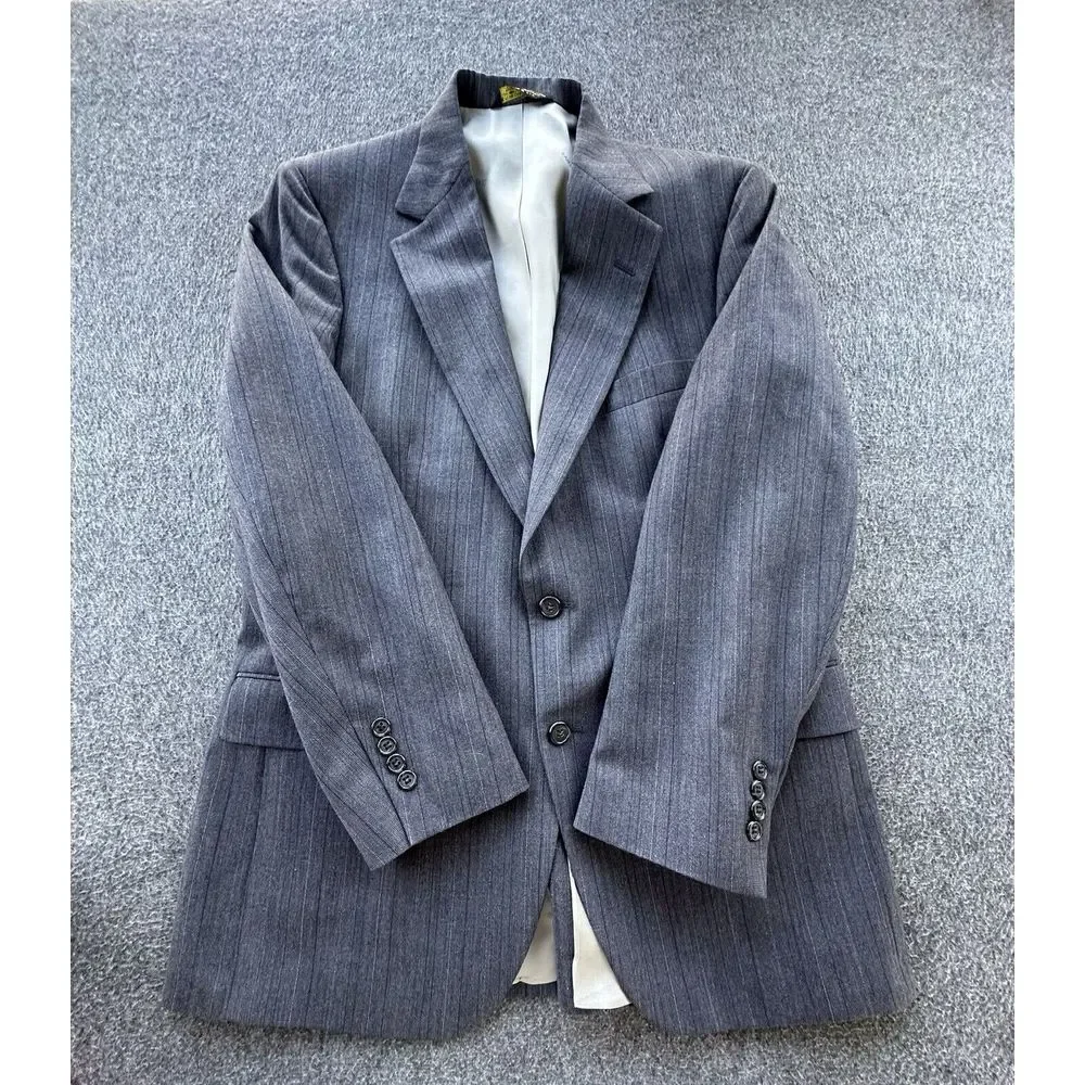 Sansabelt Jaymar Ruby Blazer Mens 38 Dark Gray Striped Wool Sports Coat Business