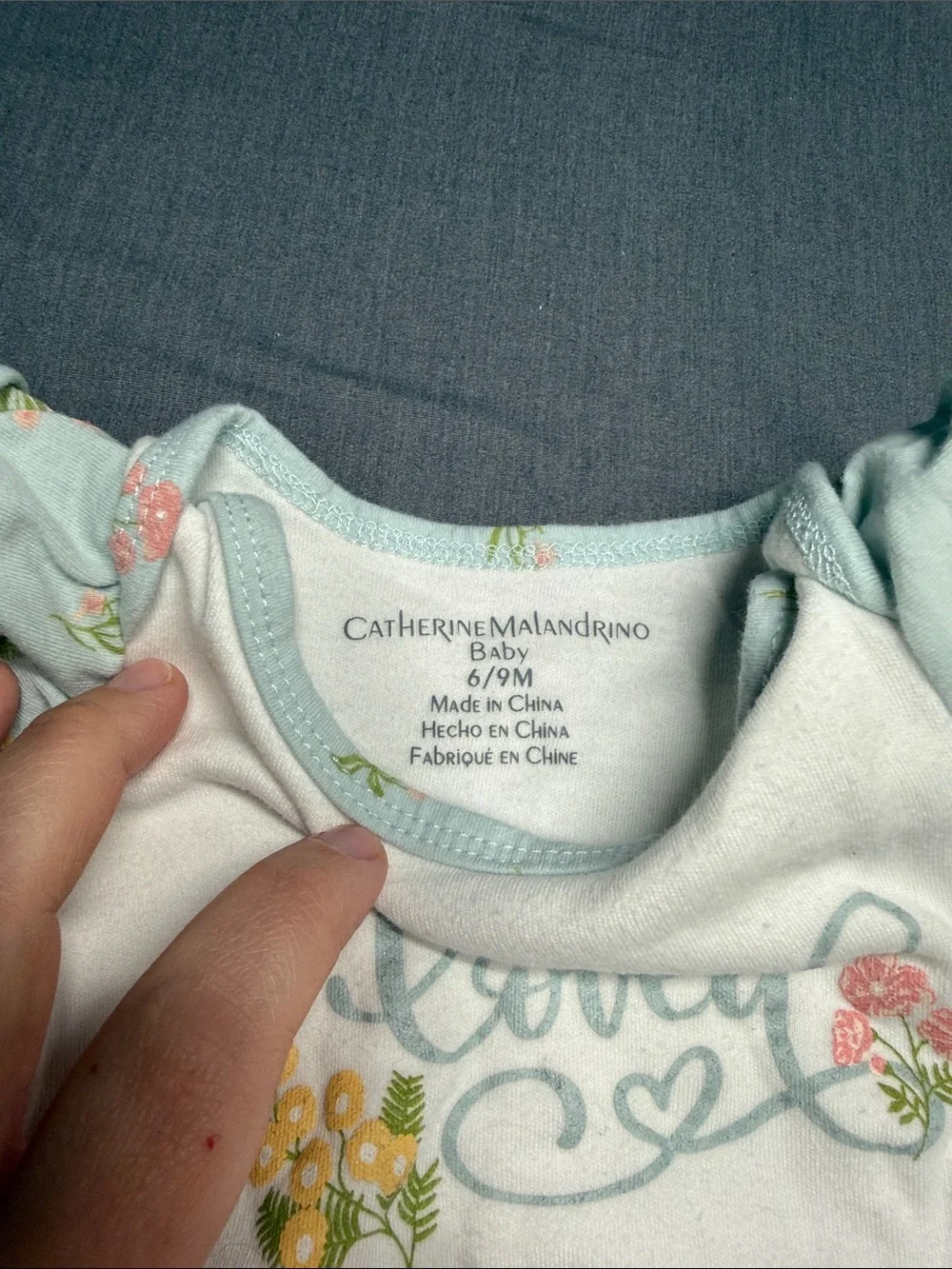 Catherine malandrino White Bodysuit and Mint Floral Pants Set