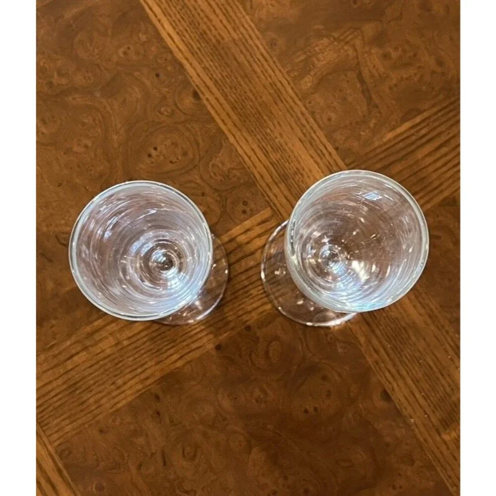 Mid Century Modern Clear Libby Georgian Bamboo Stemmed Glasses (Set of 2)