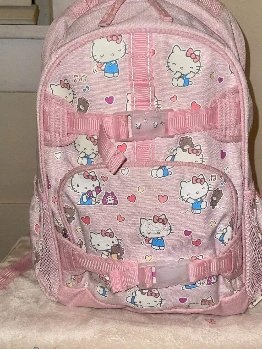 Pottery Barn Kids Hello Kitty Hearts Mackenzie Large Backpack Pink NWOT