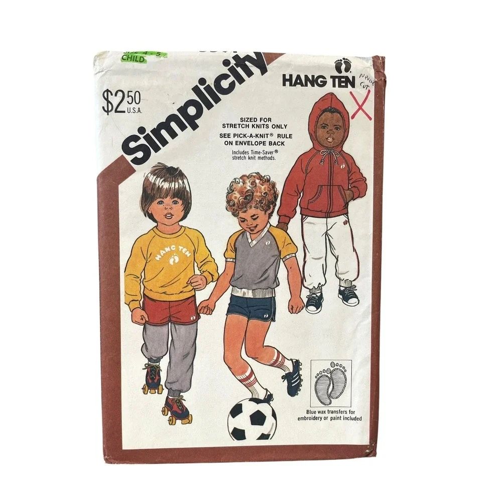 Simplicity 5591 Child's Sweatshirt Pants Shorts Jacket Size 4-5 Vintage