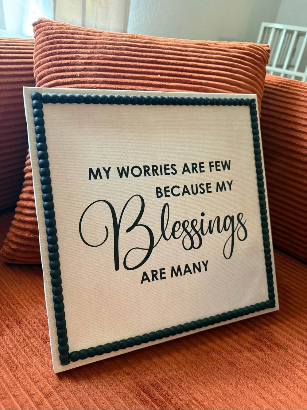 Source Unknown Beige and Black 'Blessings Are Many' Wall Plaque
