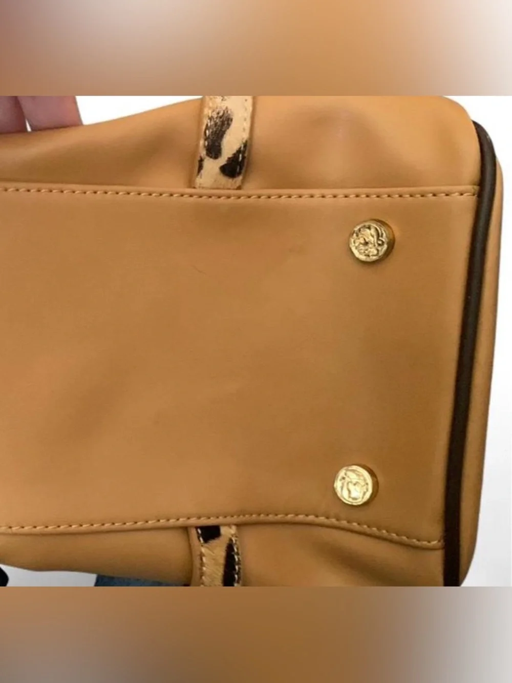 Rare Spartina 449 Tan Leather Handbag with Leopard Accents