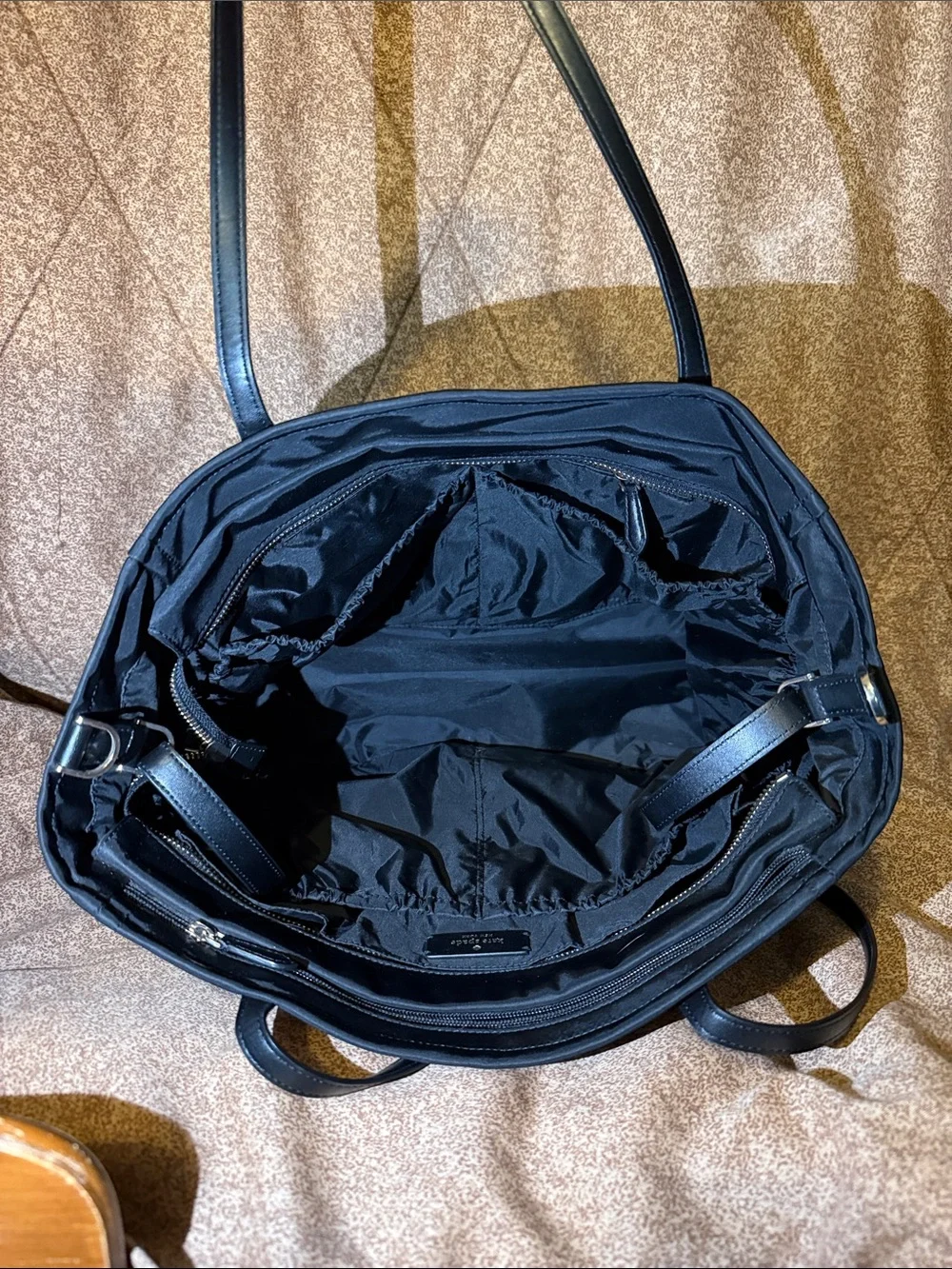 kate spade Black Nylon Shoulder Tote with Front Zip Pocket