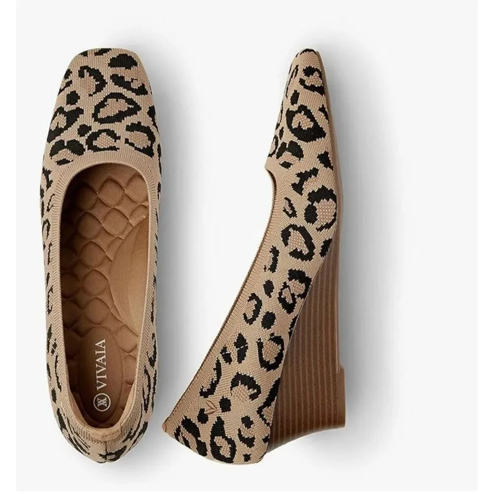 VIVIAN Margot Wedge Square Toe Pumps 8