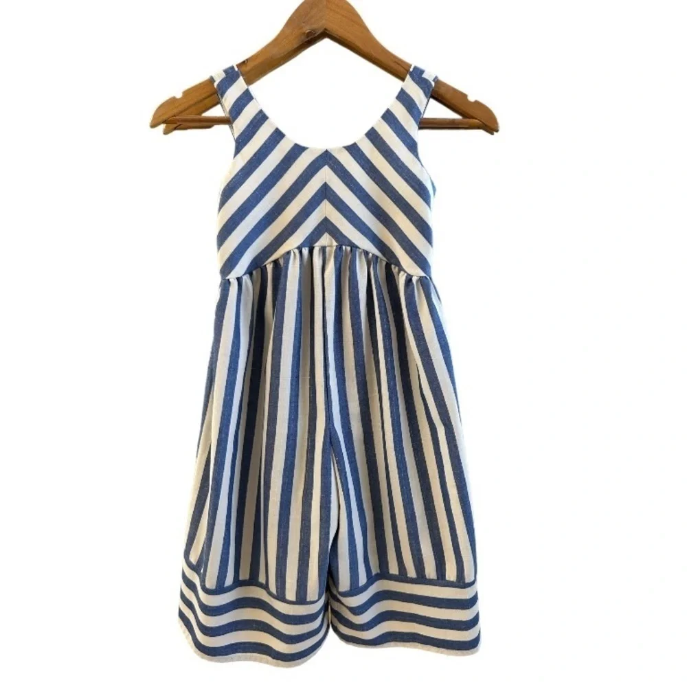 Bonnie Jean Girl's Blue & White Striped Jumper/Romper Size 7