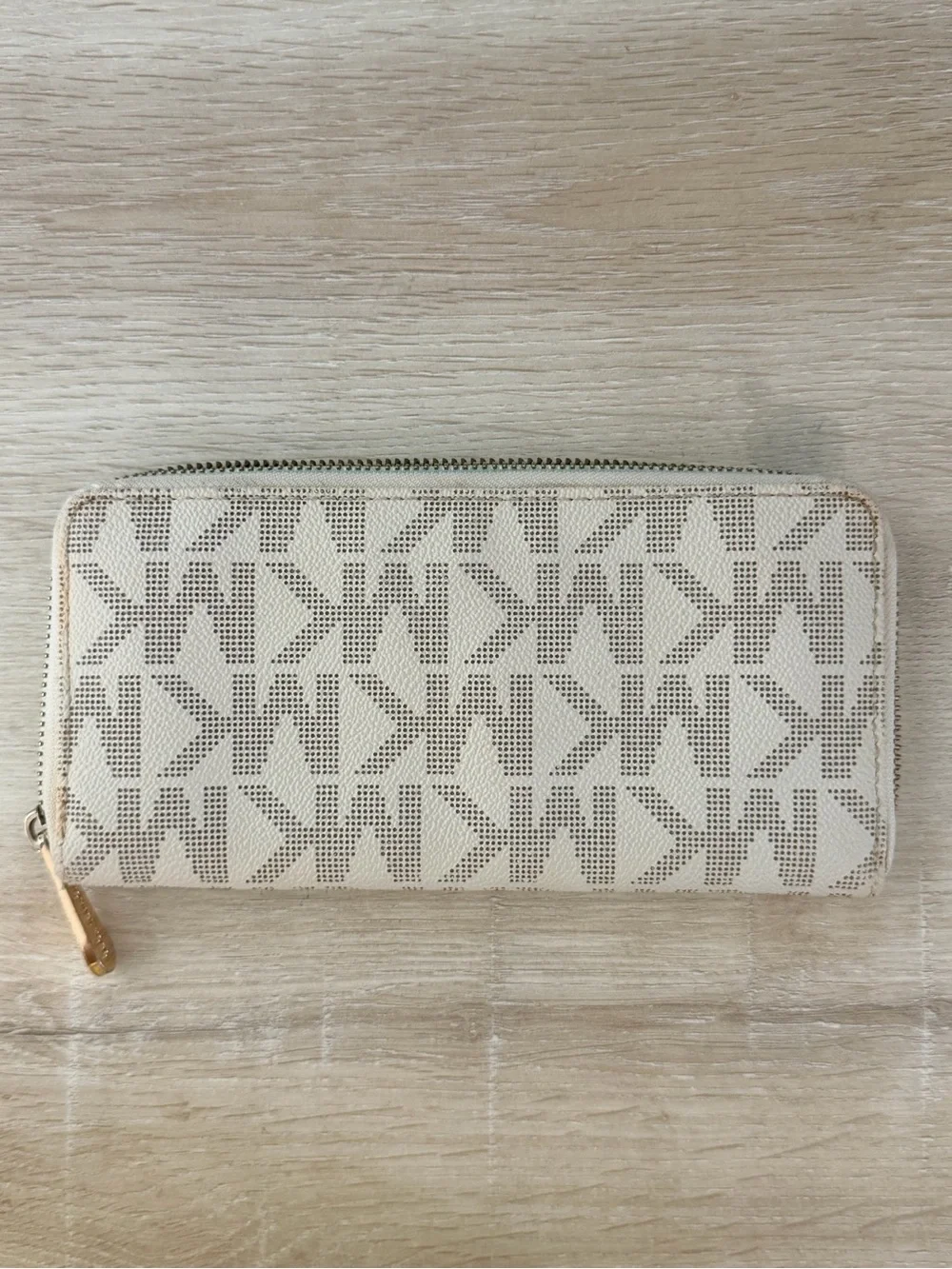 Michael Kors Beige Logo Zip Around Wallet