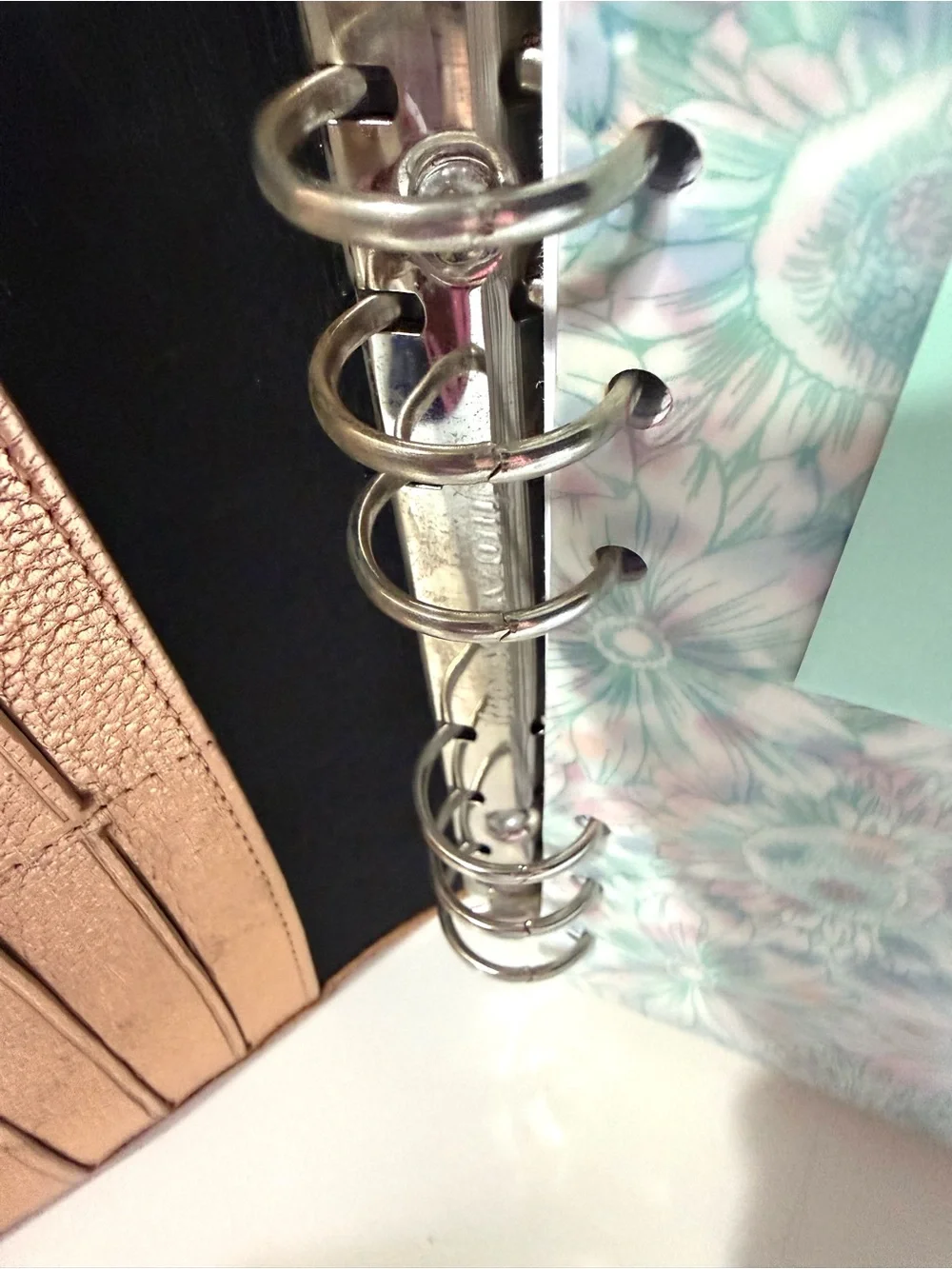 RARE Metallic Rose Gold Leather Personal Filofax Finsbury