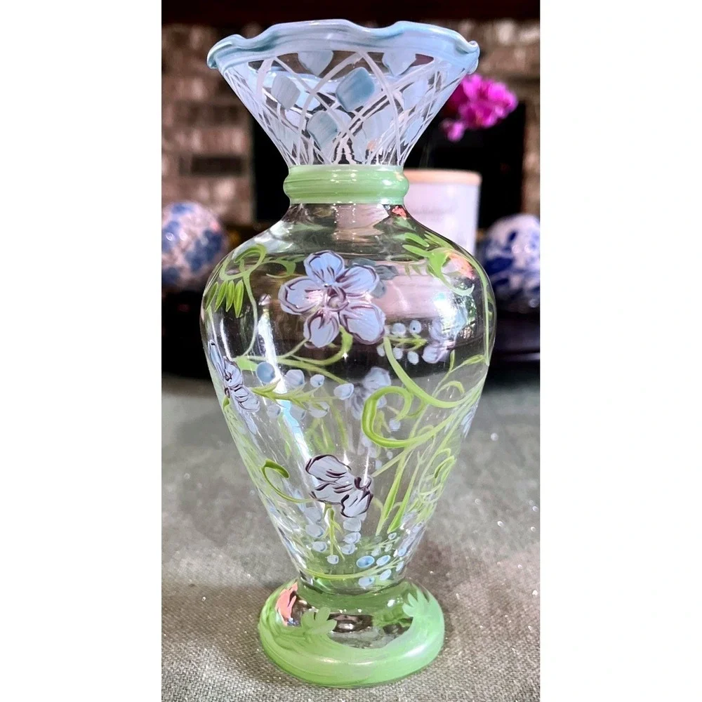 Tracy Porter Vintage Hand-Painted Glass Bud Vase~EUC