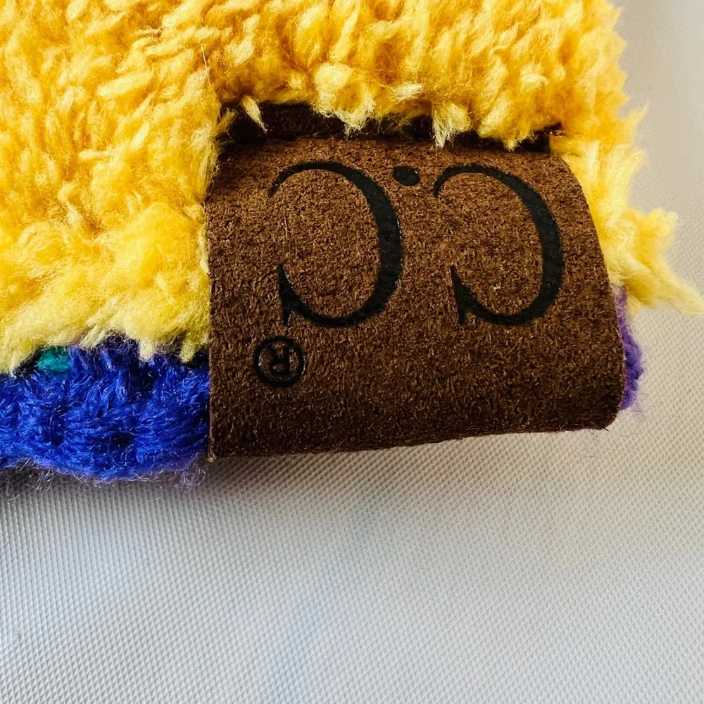 C.C. Hand Crochet Headwrap purple Pink yellow fuzzy Lined Multi Color New