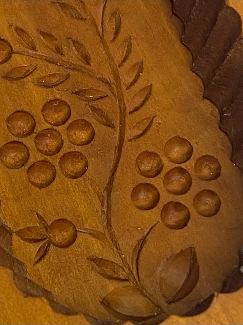 Vintage Hand Carved Wooden Butter Mold Floral Butter Press Farmhouse Primitive