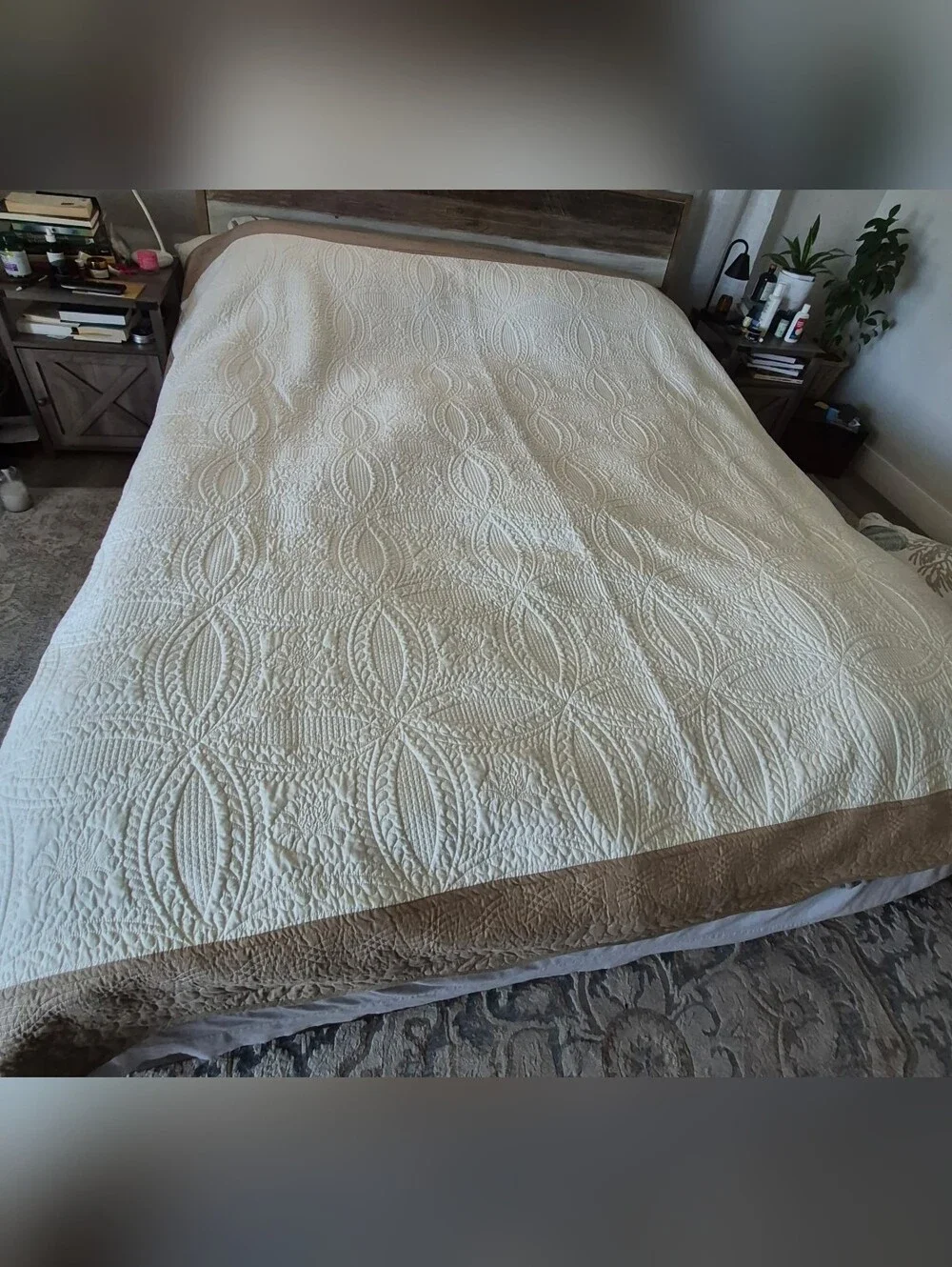 Better Homes & Gardens King Quilted Bedspread - Cream & Tan Neutral Bedding