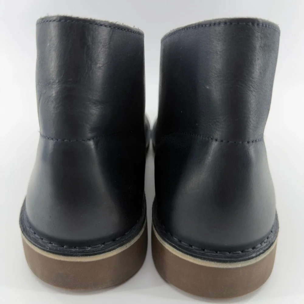 Clarks Mens Navy Blue Leather Chukka Desert Boots Size 12 Lace Up Casual Shoes