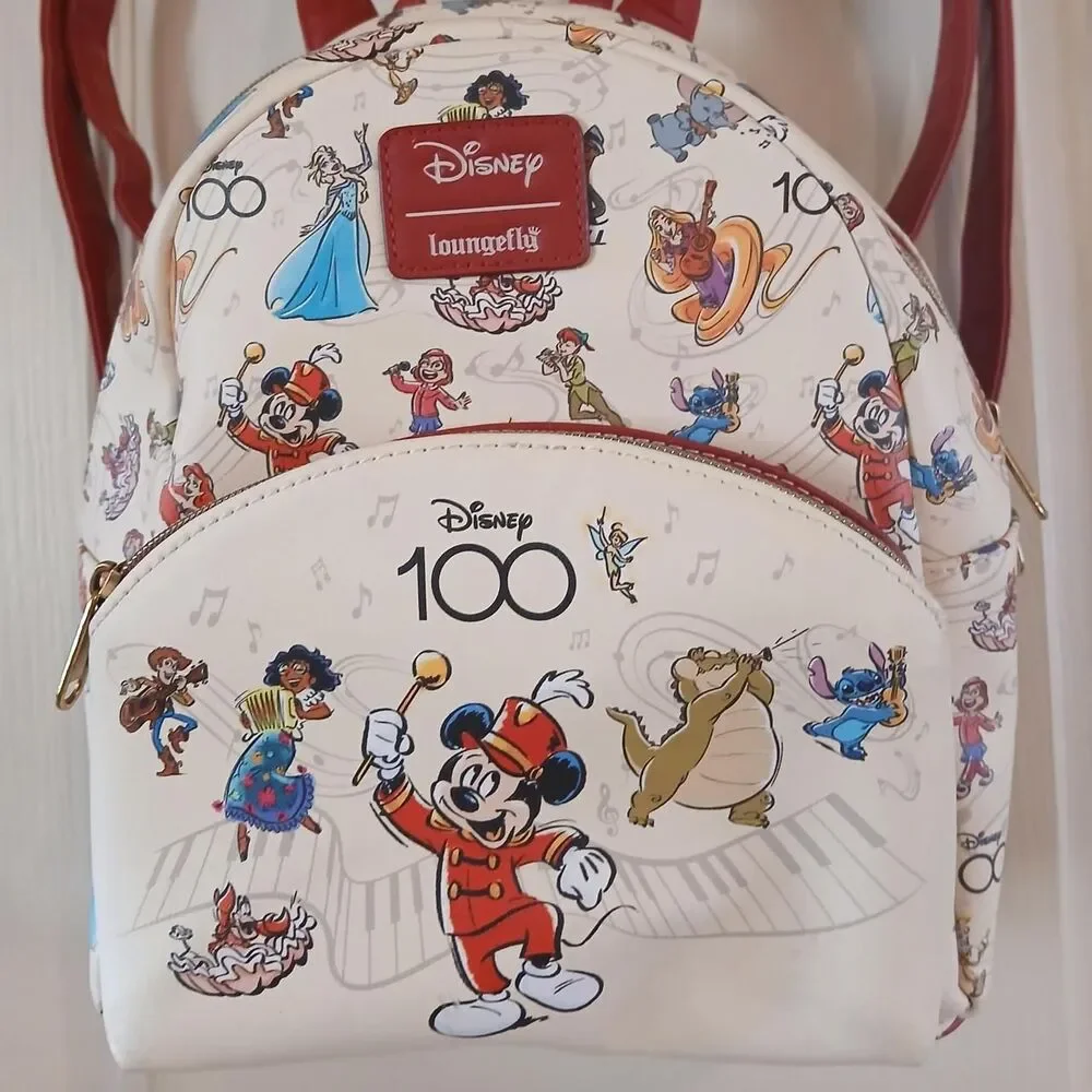 Loungefly Disney 100th Anniversary Mickey Mouse & Band AOP Mini Backpack