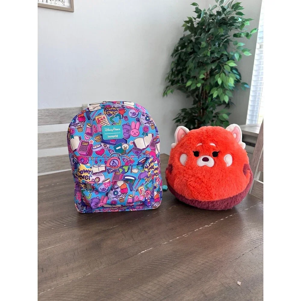 Disney Parks Loungefly Town Forever Mini Backpack & Red Panda Squishmallow Lot