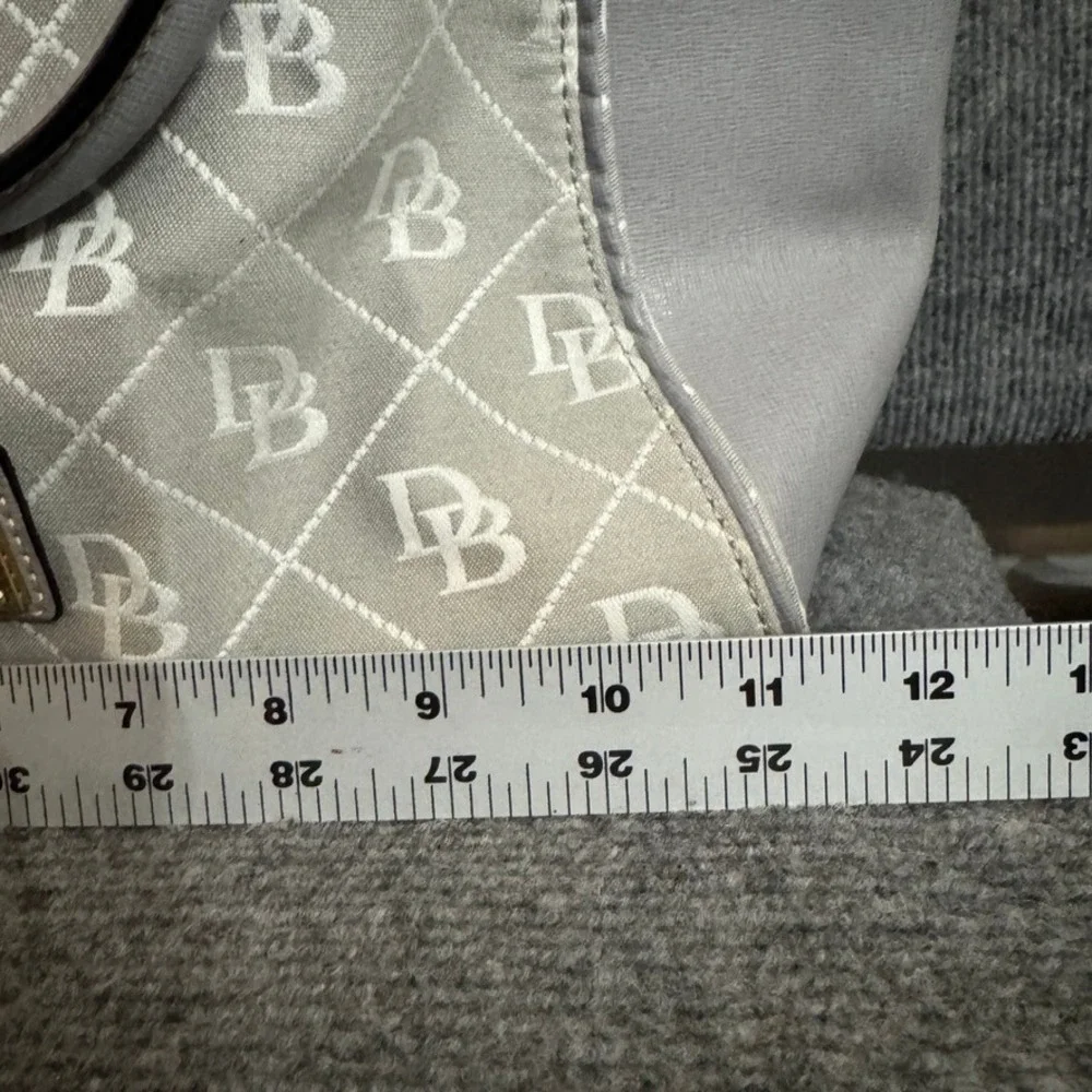 Dooney & Bourke Gretta Monogram Satchel Grey White Coated Canvas Handbag