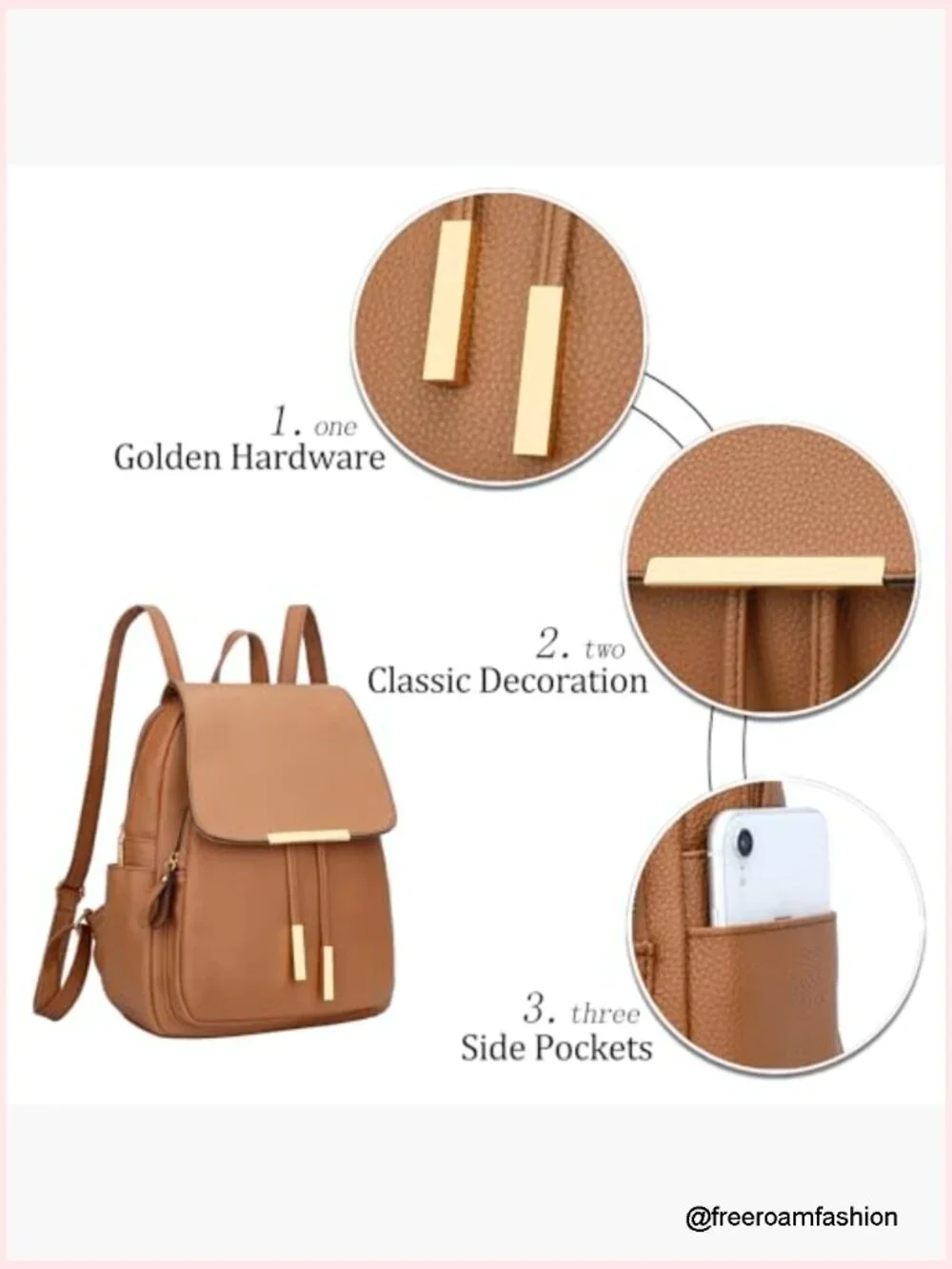 Trendy Faux Leather Backpack Purse for Women Daypack Travel Bag