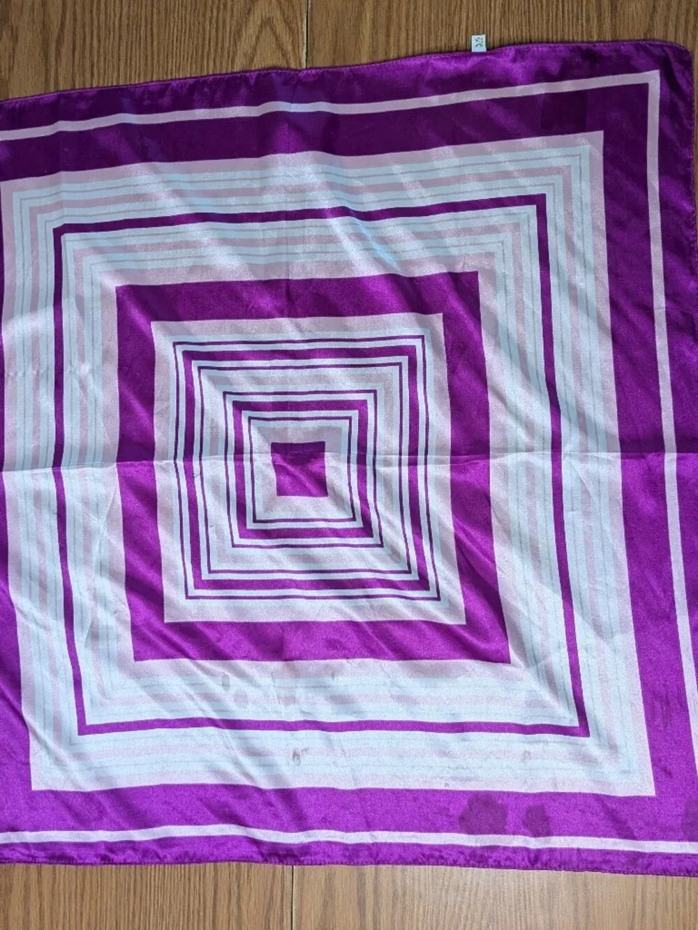 vintage 70s silk blend hair neck scarf purple geometric stripe retro 22