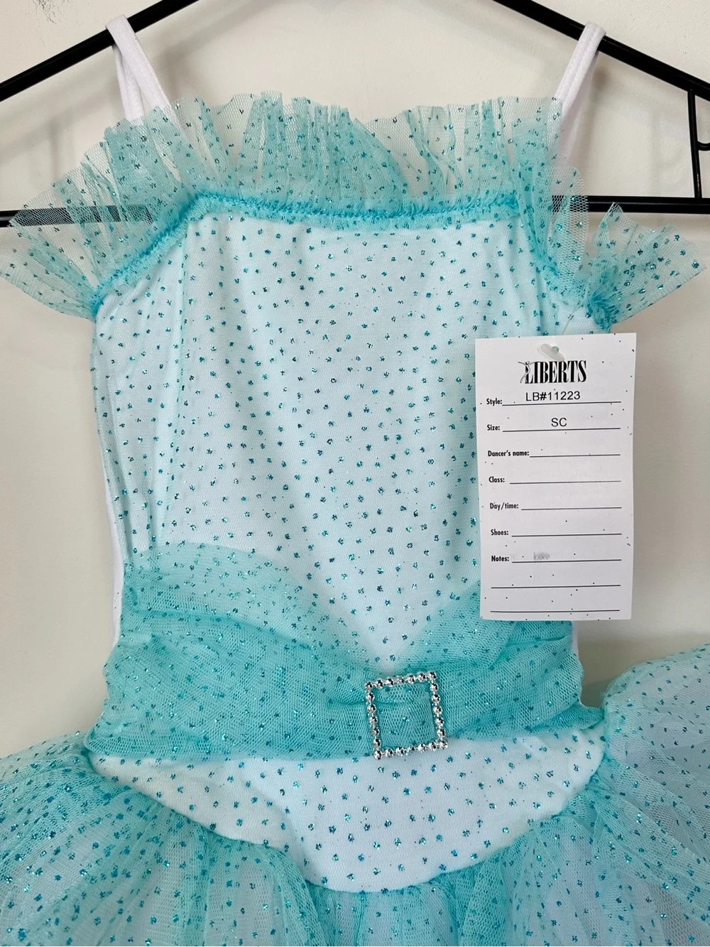 NWT Liberts Kids Sparkle Aqua Tulle Dance Costume Dress - Size: SC(6/6X)