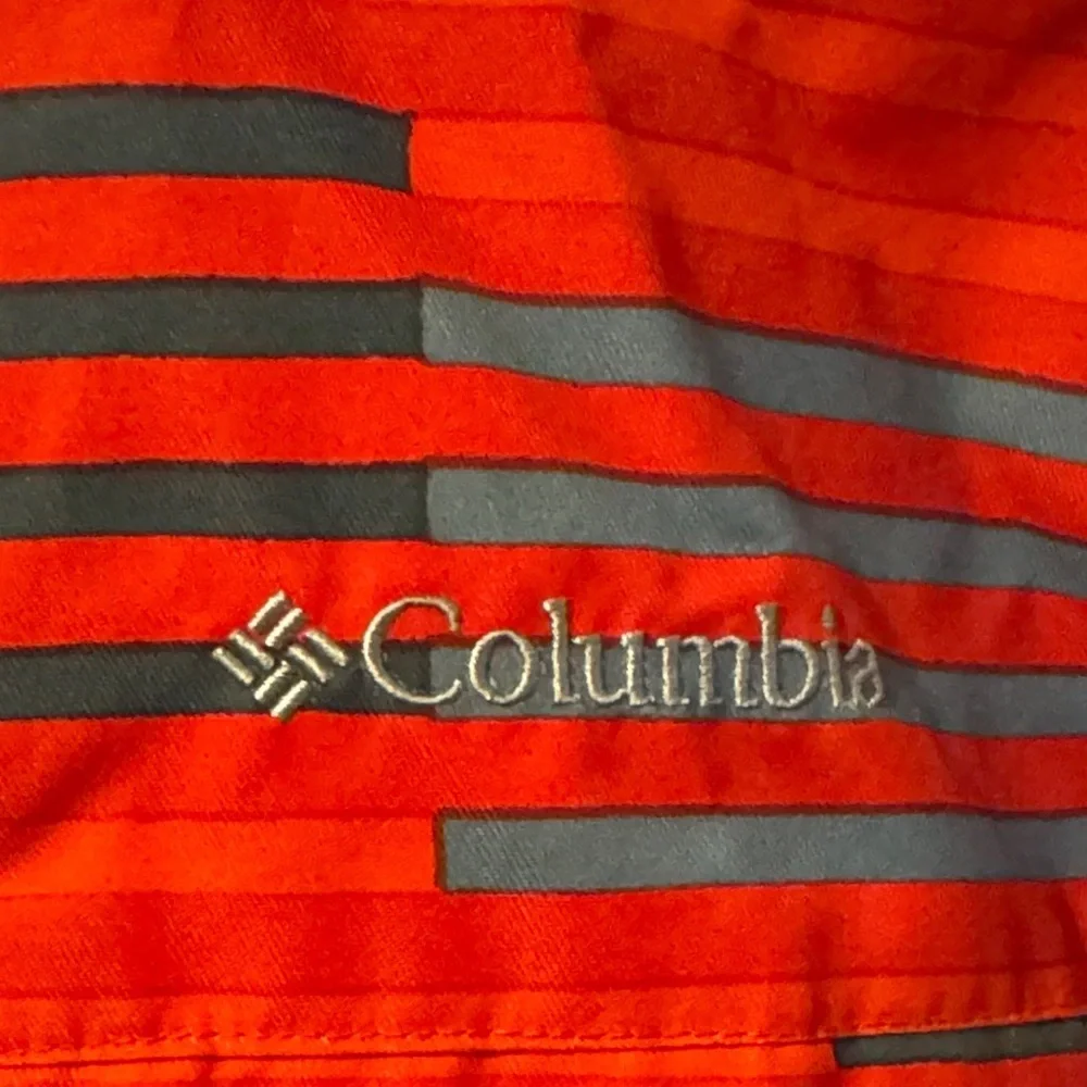 Columbia Red and Gray Striped Kids Waterproof Jacket