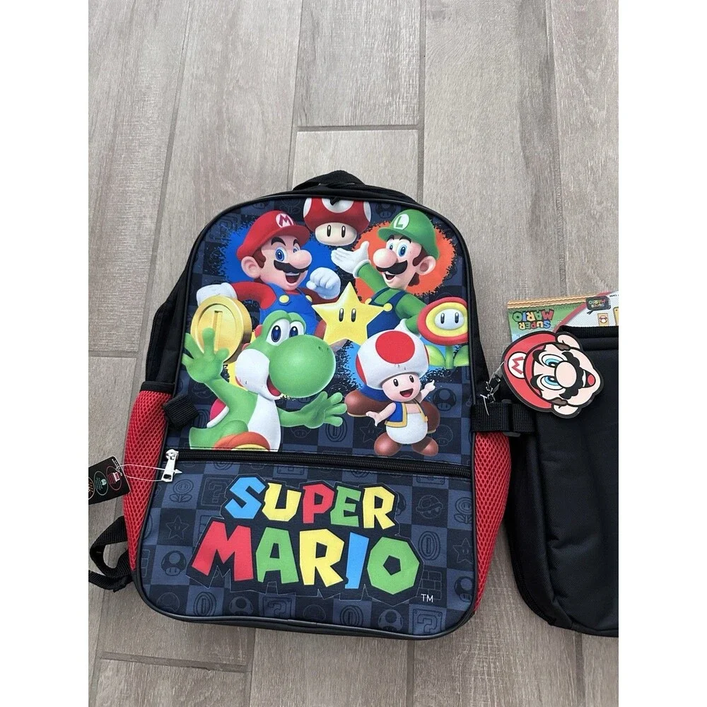 NEW 17” Super Mario Backpack and Lunch Box Kids Movie Retired Bag School