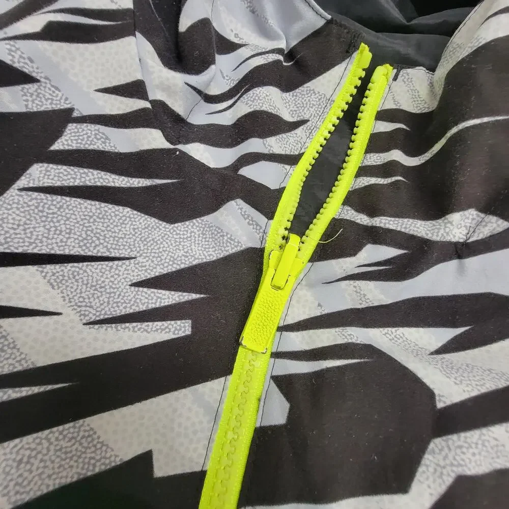 Adidas Reversible Windbreaker Jacket Black Zebra Print Neon Green Zip Mens M L