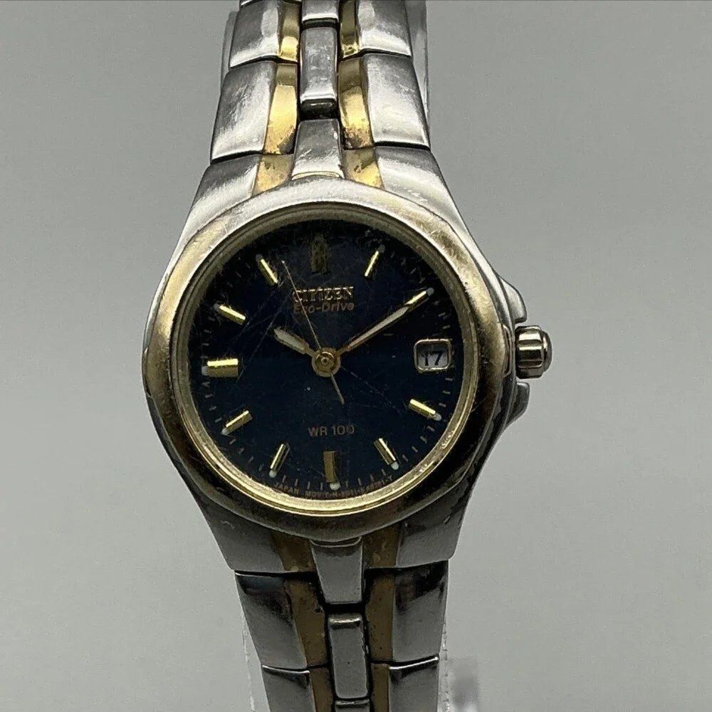 Citizen Eco-Drive Womens Watch 25mm Blue Two Tone E011-K15711 Bracelet 7