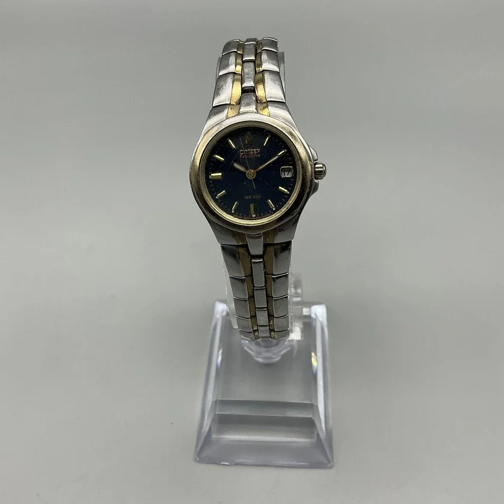 Citizen Eco-Drive Womens Watch 25mm Blue Two Tone E011-K15711 Bracelet 7