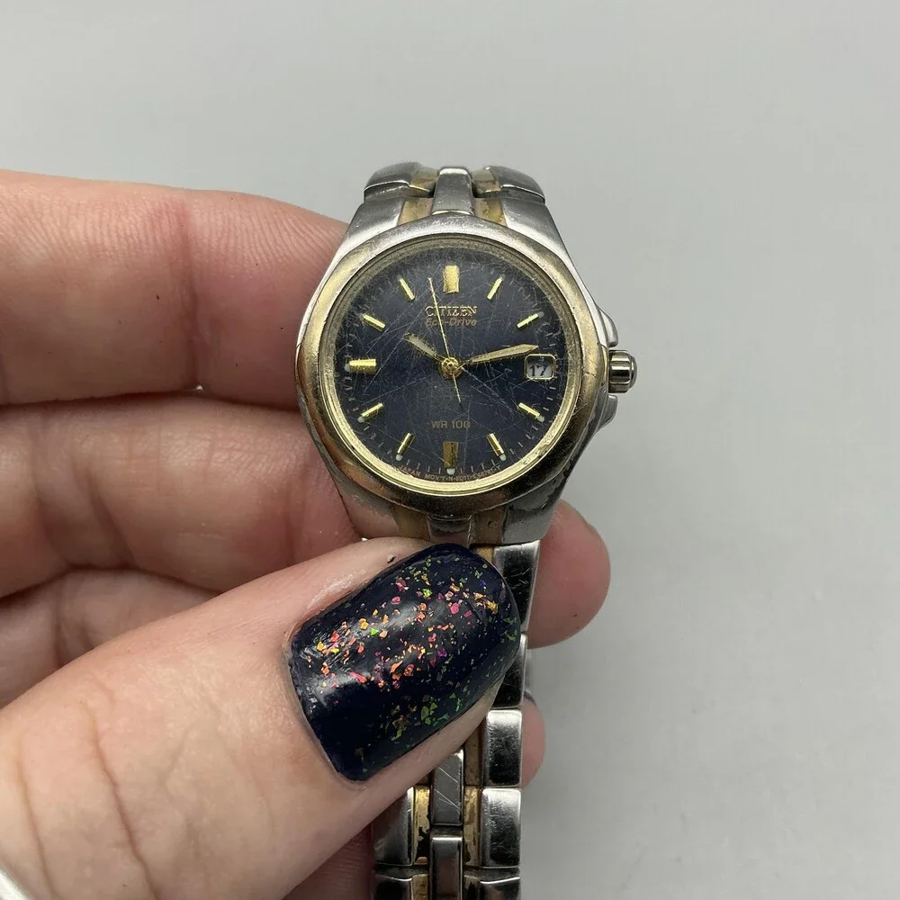 Citizen Eco-Drive Womens Watch 25mm Blue Two Tone E011-K15711 Bracelet 7