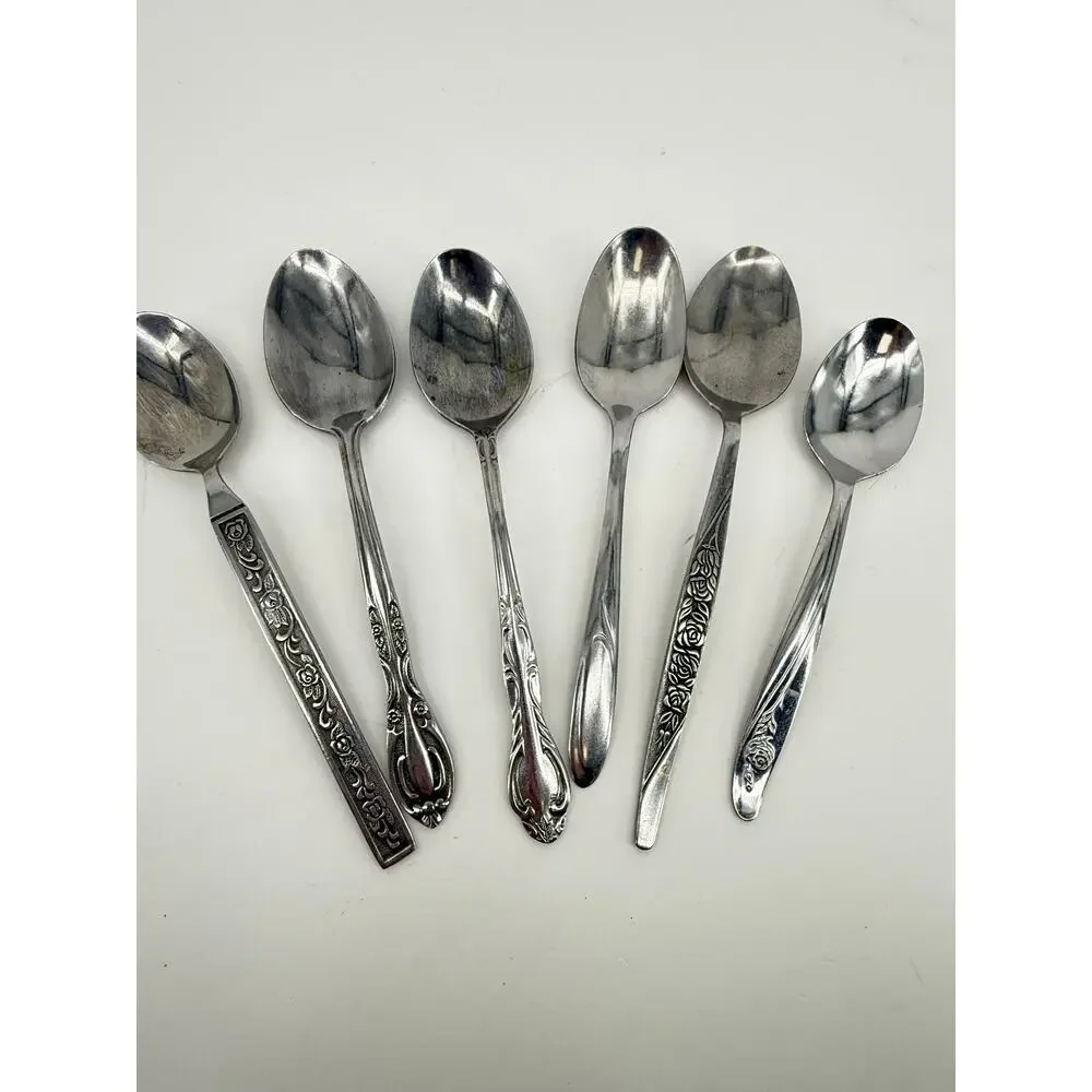 Vintage Mismatched Flatware Spoons Lot Of 6 Jewelry Crafts Wind Chime Ornate