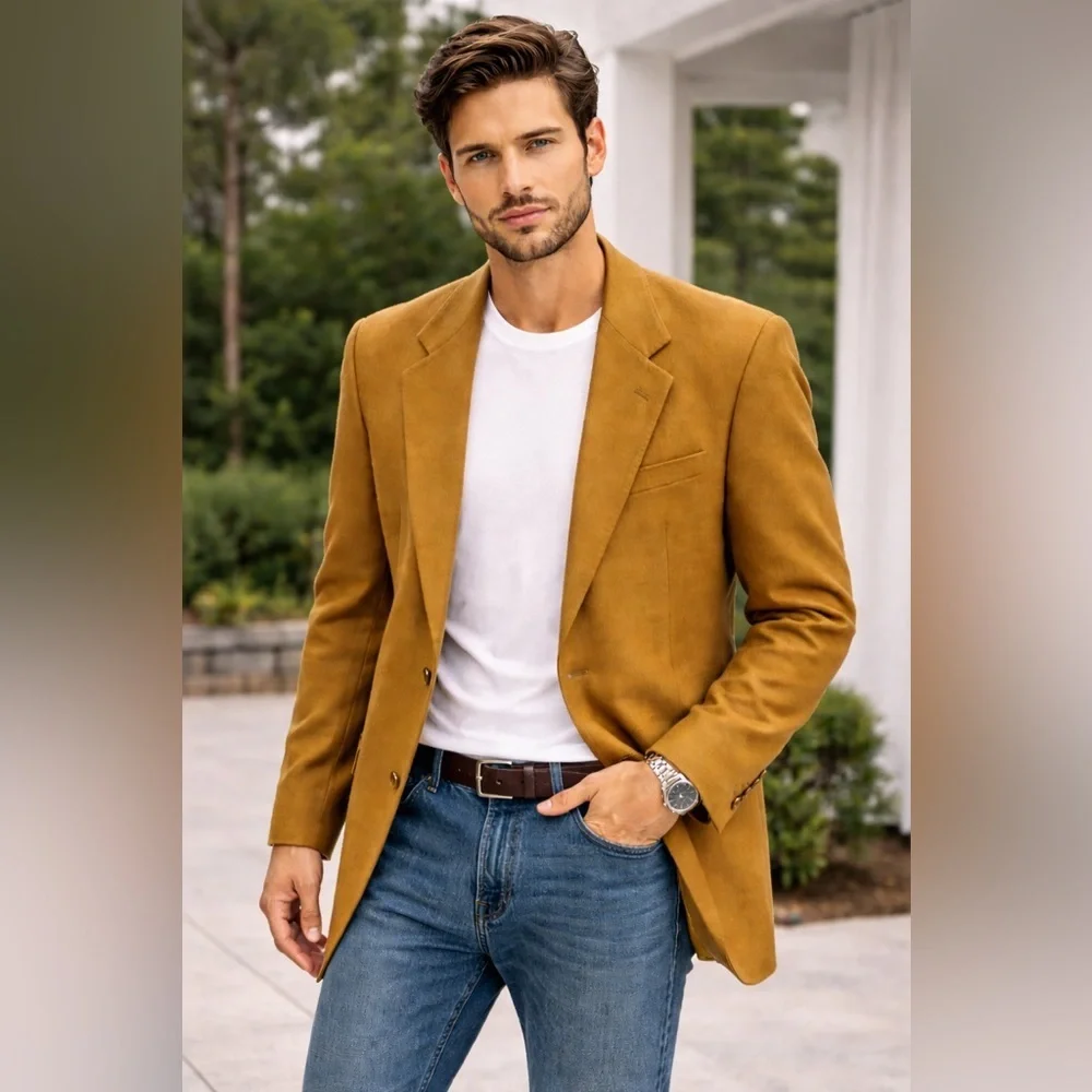 Versus Gianni Versace Camel Wool Cashmere Blazer Jacket Made in Italy Size 39/52