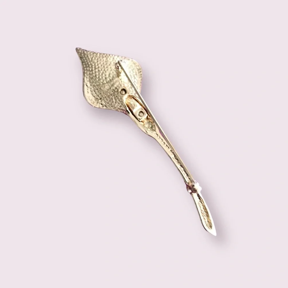 Napier Gold-Tone Calla Lily Flower Brooch, Pave Set Rhinestones in …