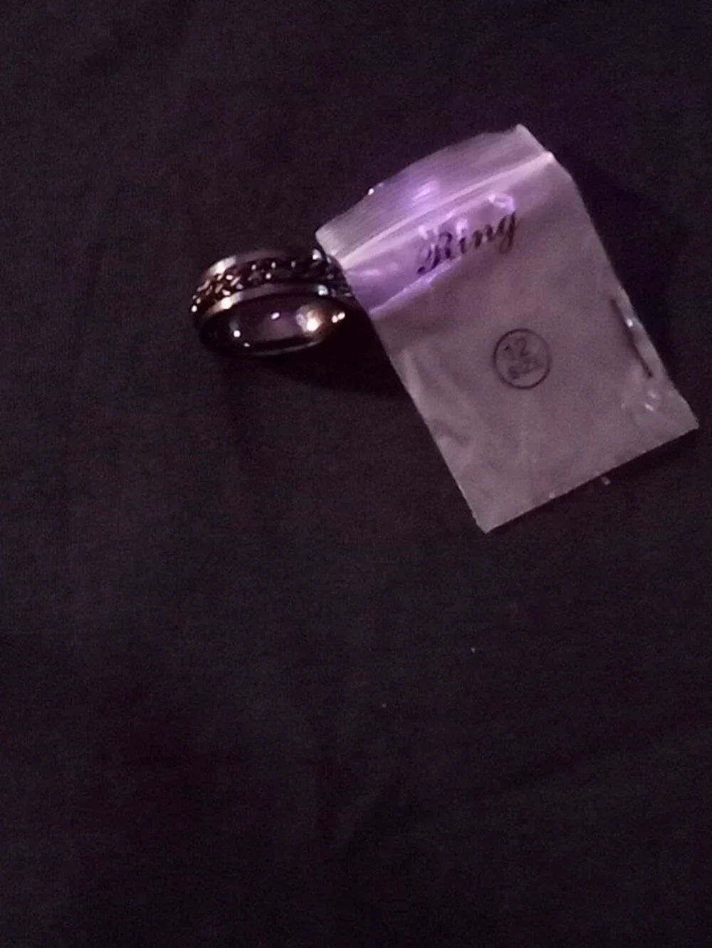 Ring Two-Tone Metal Band with Black Accents