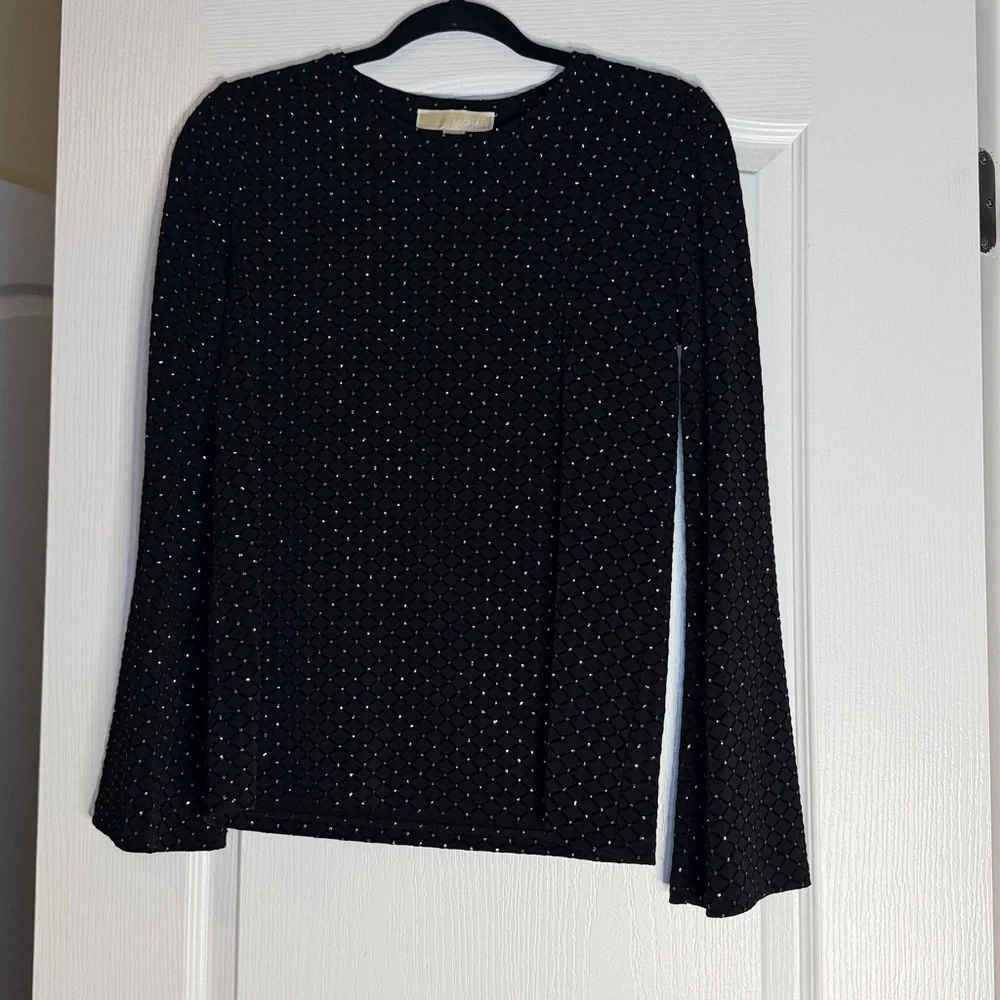 Michael Kors Blouse Black and Gold, Size Small