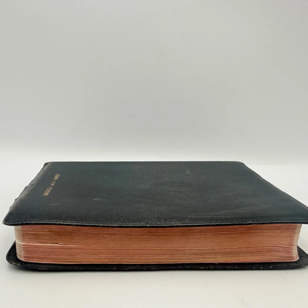 Vintage World Holy Bible KJV Red Letter Genuine Morocco Leather Black Reference