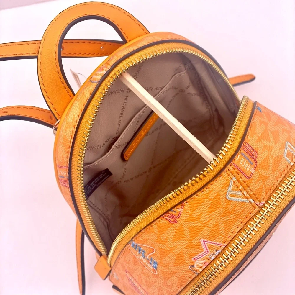 Michael Kors Vibrant Orange Mini Convertible Backpack Crossbody
